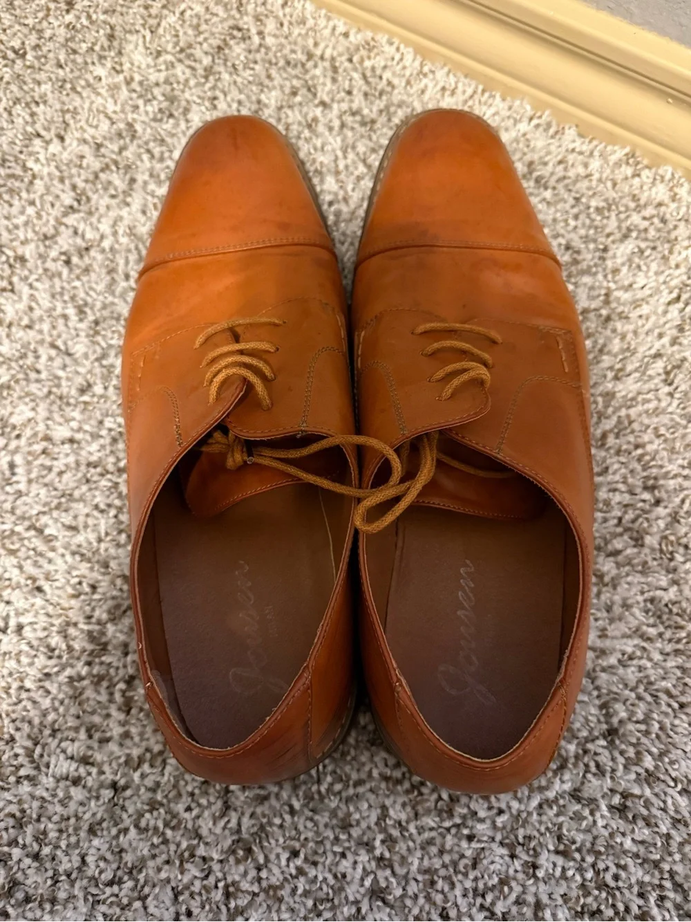 Men's Tan Leather Lace-Up Dress Shoes